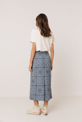 PERFORATED-EMBROIDERY PENCIL SKIRT