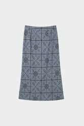 PERFORATED-EMBROIDERY PENCIL SKIRT