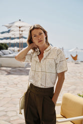 MIA PERFORATED-EMBROIDERY SHIRT