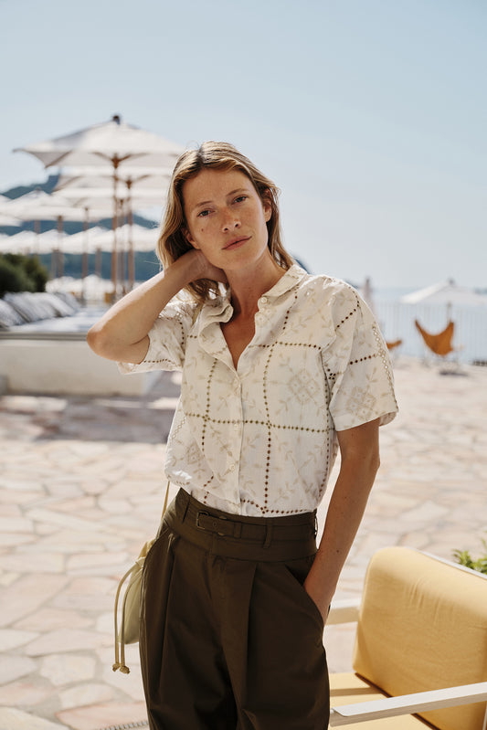 MIA PERFORATED-EMBROIDERY SHIRT 1