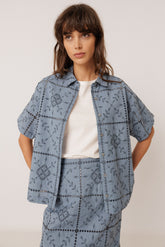 MIA PERFORATED-EMBROIDERY SHIRT