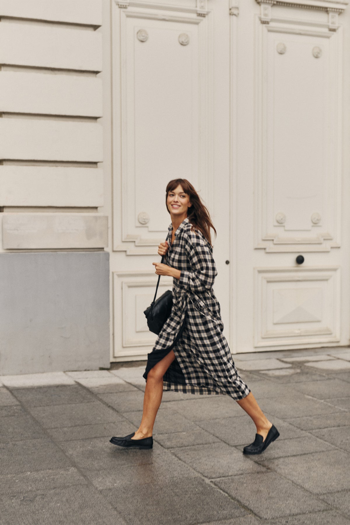 CHECK COTTON GAUZE DRESS
