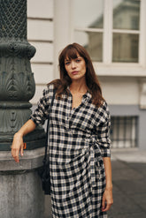 CHECK COTTON GAUZE DRESS