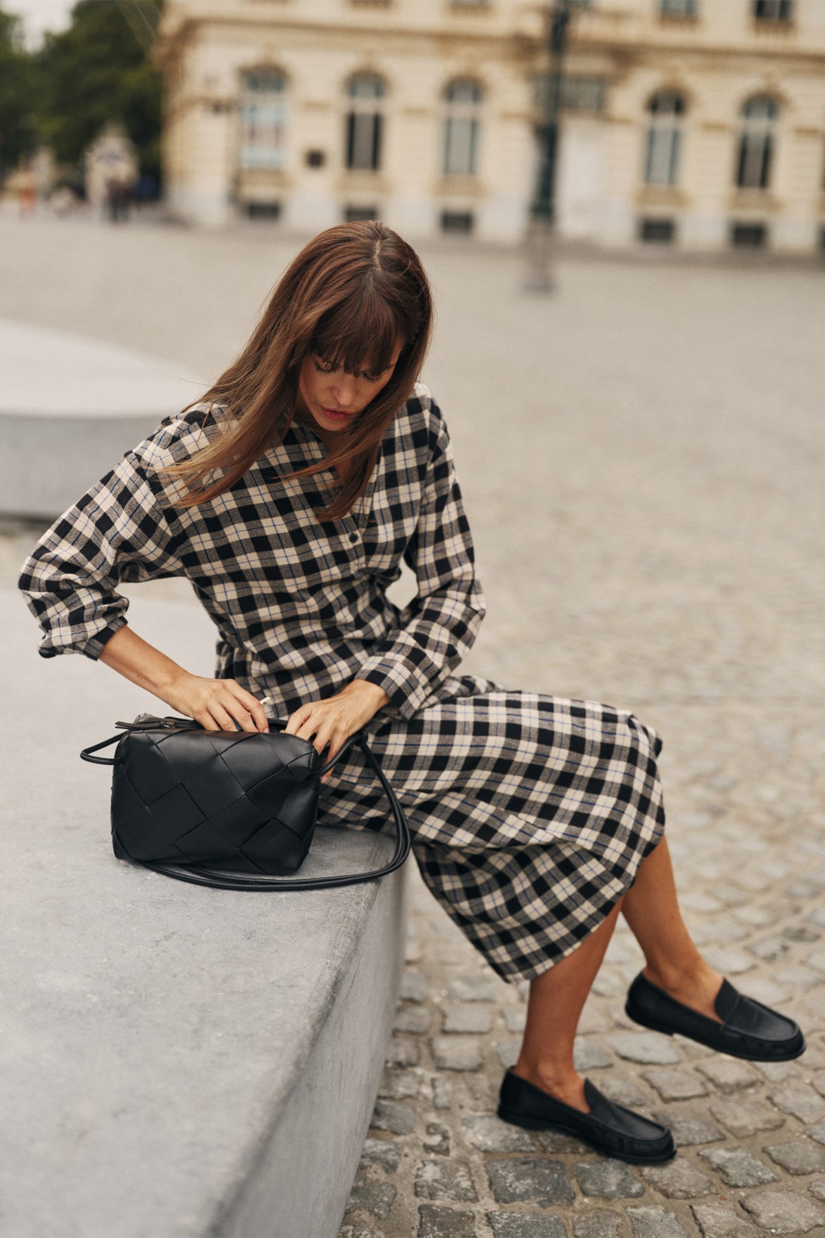 CHECK COTTON GAUZE DRESS
