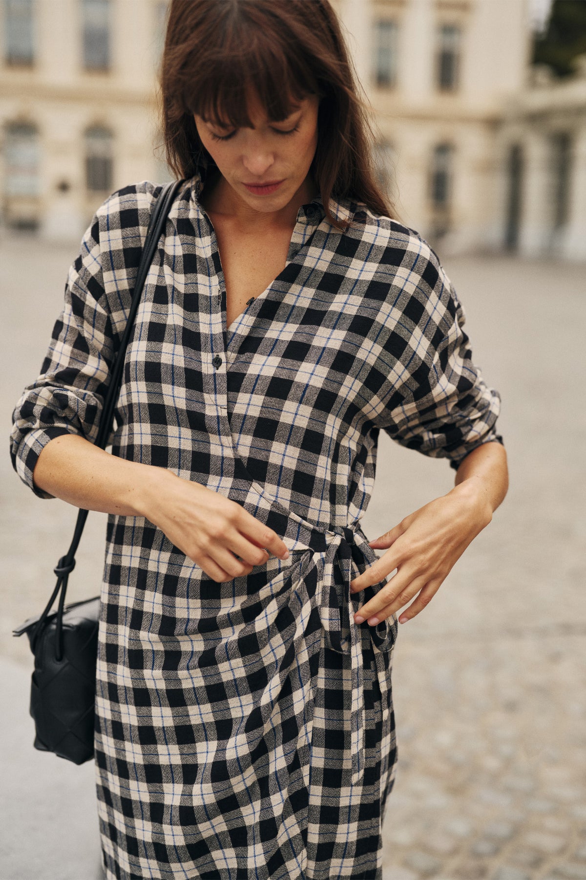 CHECK COTTON GAUZE DRESS