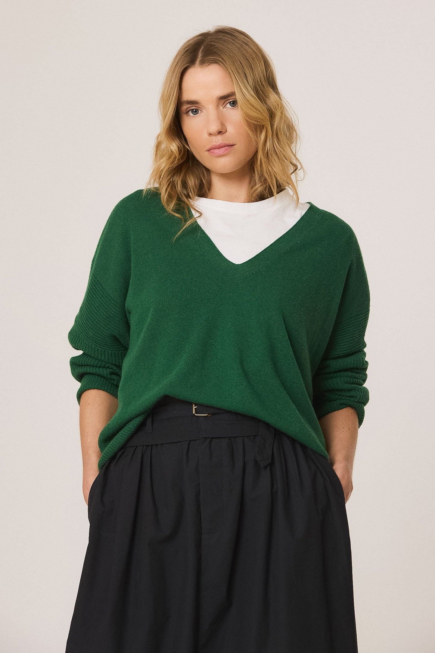 PLUNGE-NECK SWEATER