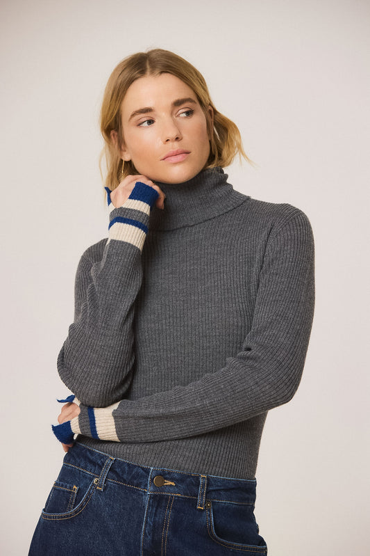 RIBBED SWEATER WITH CONTRAST CUFFS 4