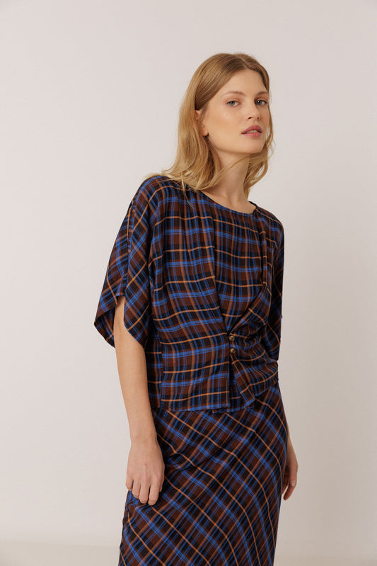 SHORT MULTICOLOR CHECKERED BLOUSE 1