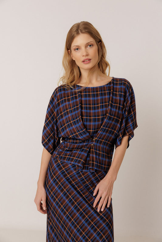 SHORT MULTICOLOR CHECKERED BLOUSE 2
