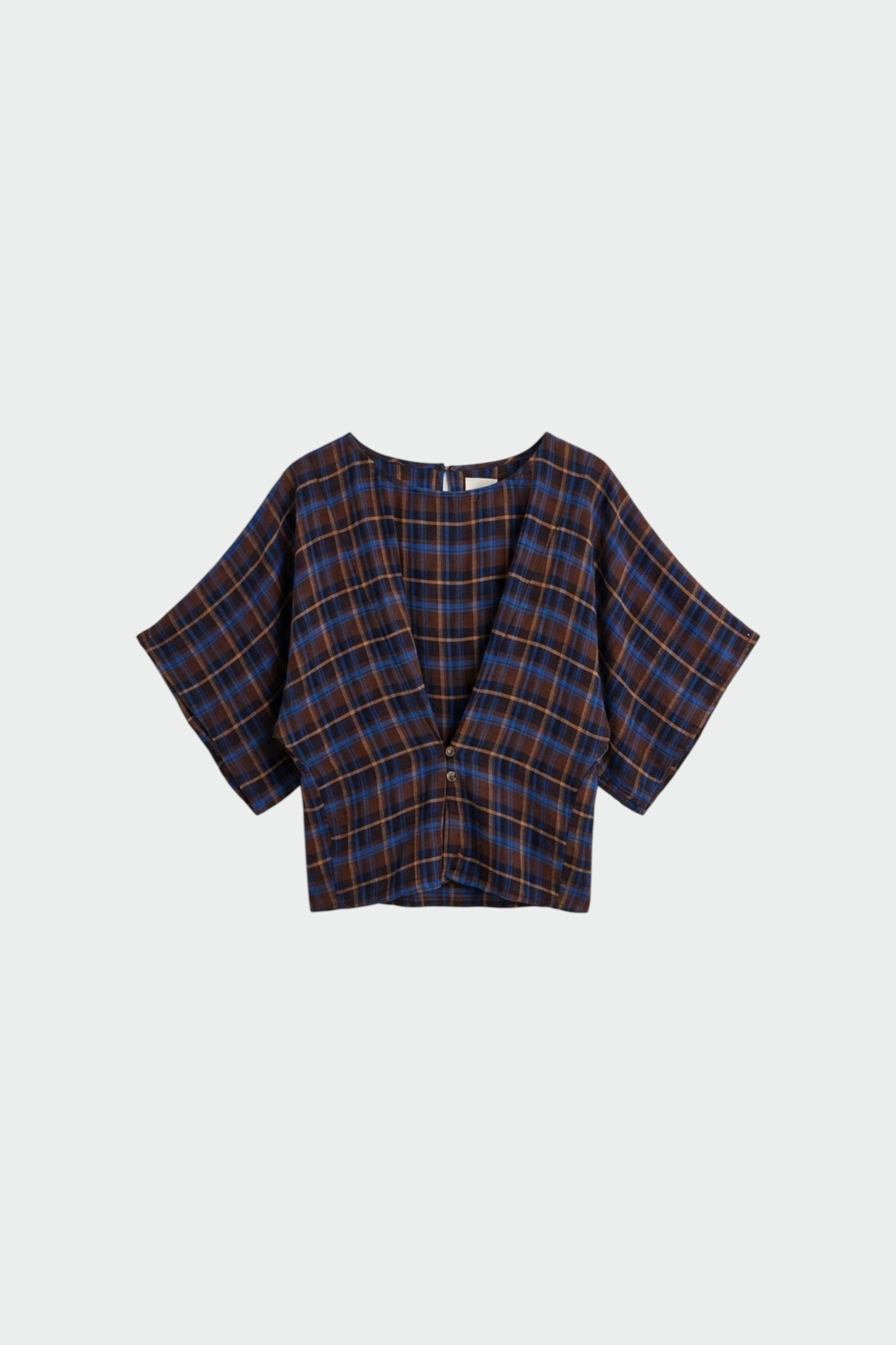 SHORT MULTICOLOR CHECKERED BLOUSE