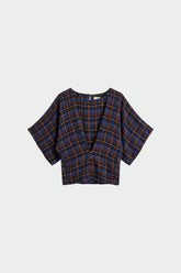 SHORT MULTICOLOR CHECKERED BLOUSE