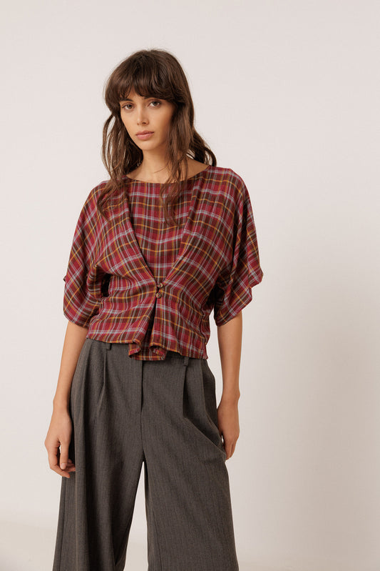SHORT MULTICOLOR CHECKERED BLOUSE 1