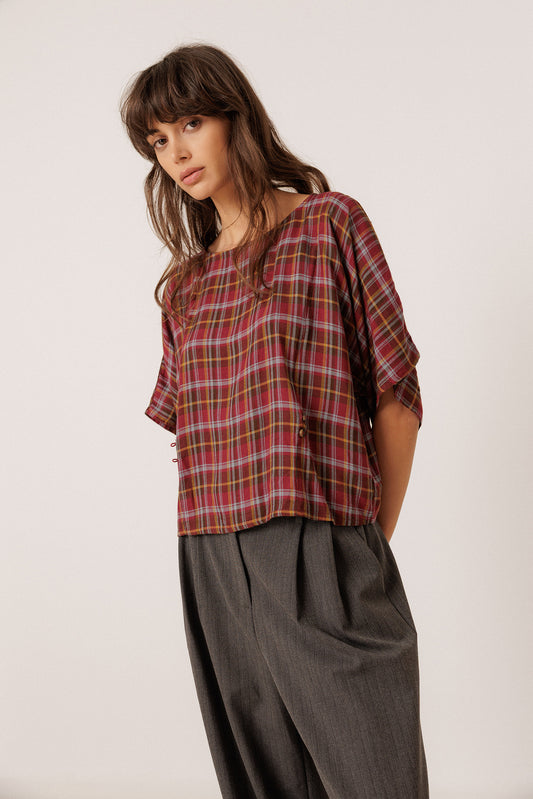 SHORT MULTICOLOR CHECKERED BLOUSE 2