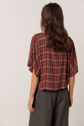 SHORT MULTICOLOR CHECKERED BLOUSE