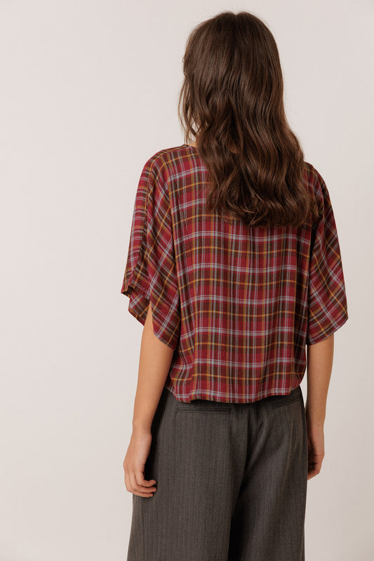 SHORT MULTICOLOR CHECKERED BLOUSE 3