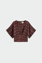 SHORT MULTICOLOR CHECKERED BLOUSE