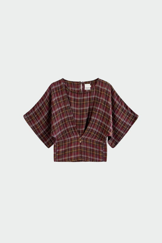 SHORT MULTICOLOR CHECKERED BLOUSE 5