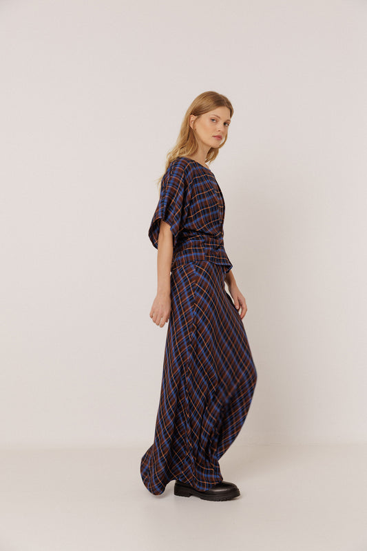 LONG MULTICOLOR CHECKERED SKIRT 1
