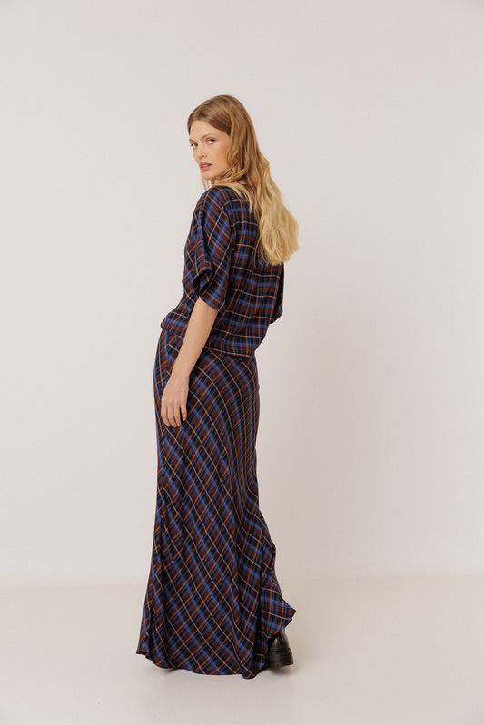 LONG MULTICOLOR CHECKERED SKIRT 3