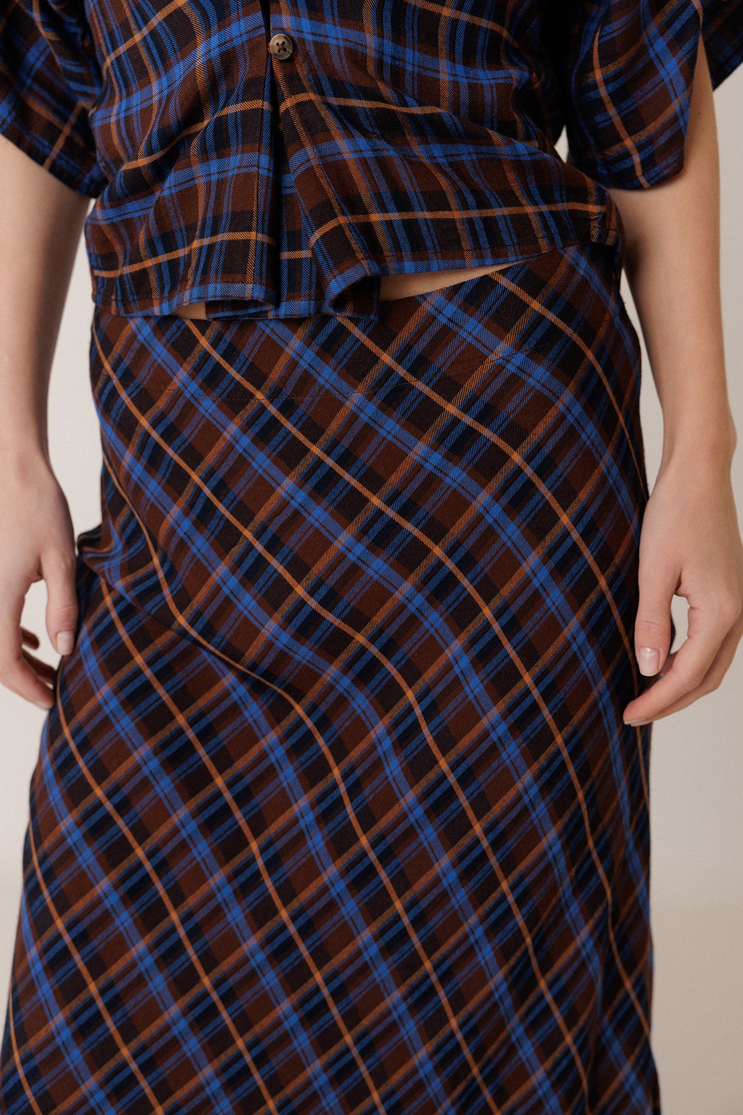LONG MULTICOLOR CHECKERED SKIRT