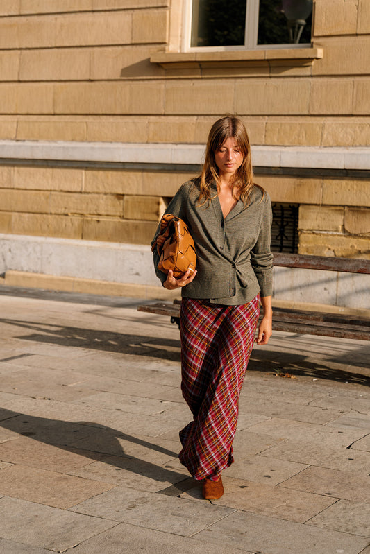 LONG MULTICOLOR CHECKERED SKIRT 1