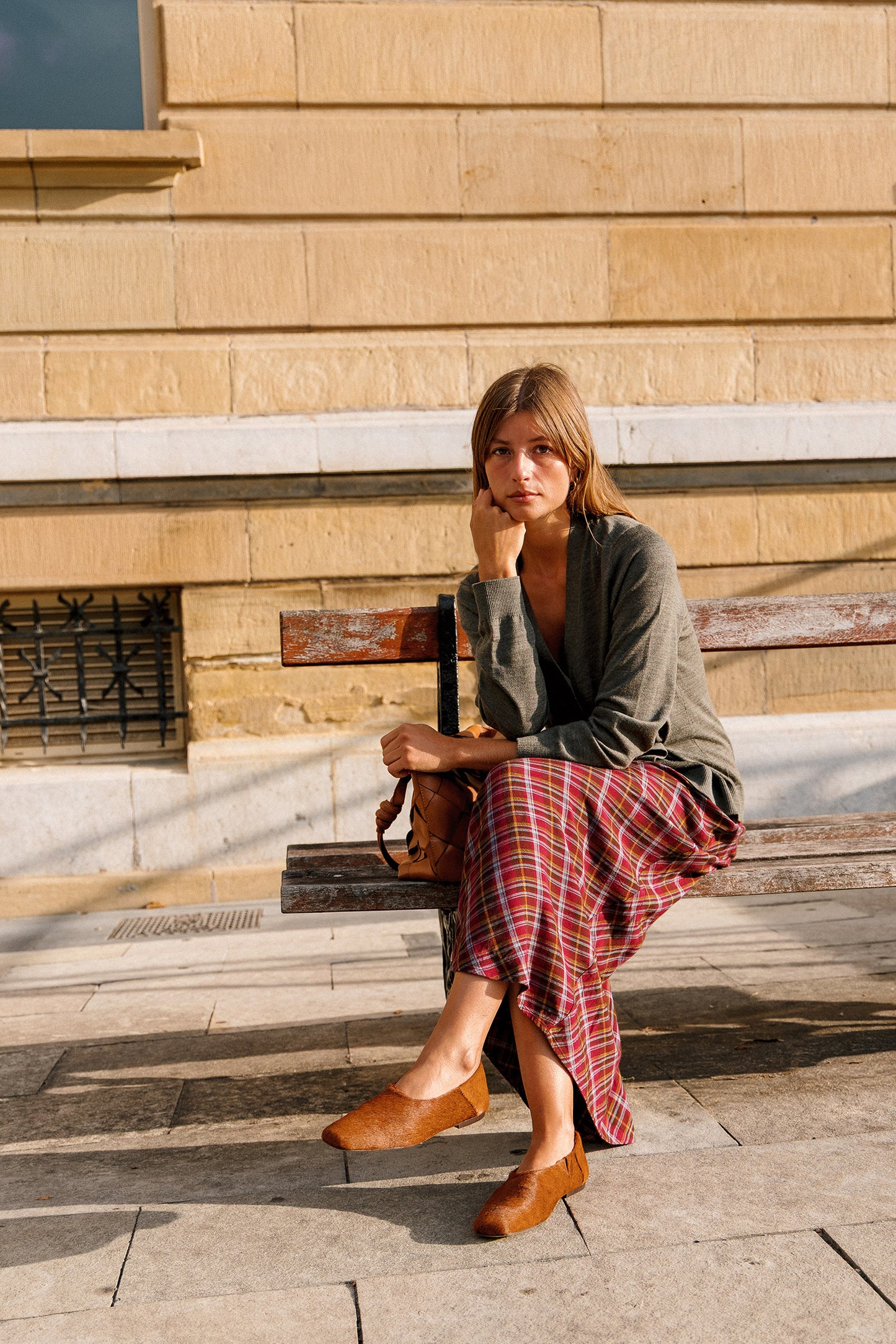 LONG MULTICOLOR CHECKERED SKIRT