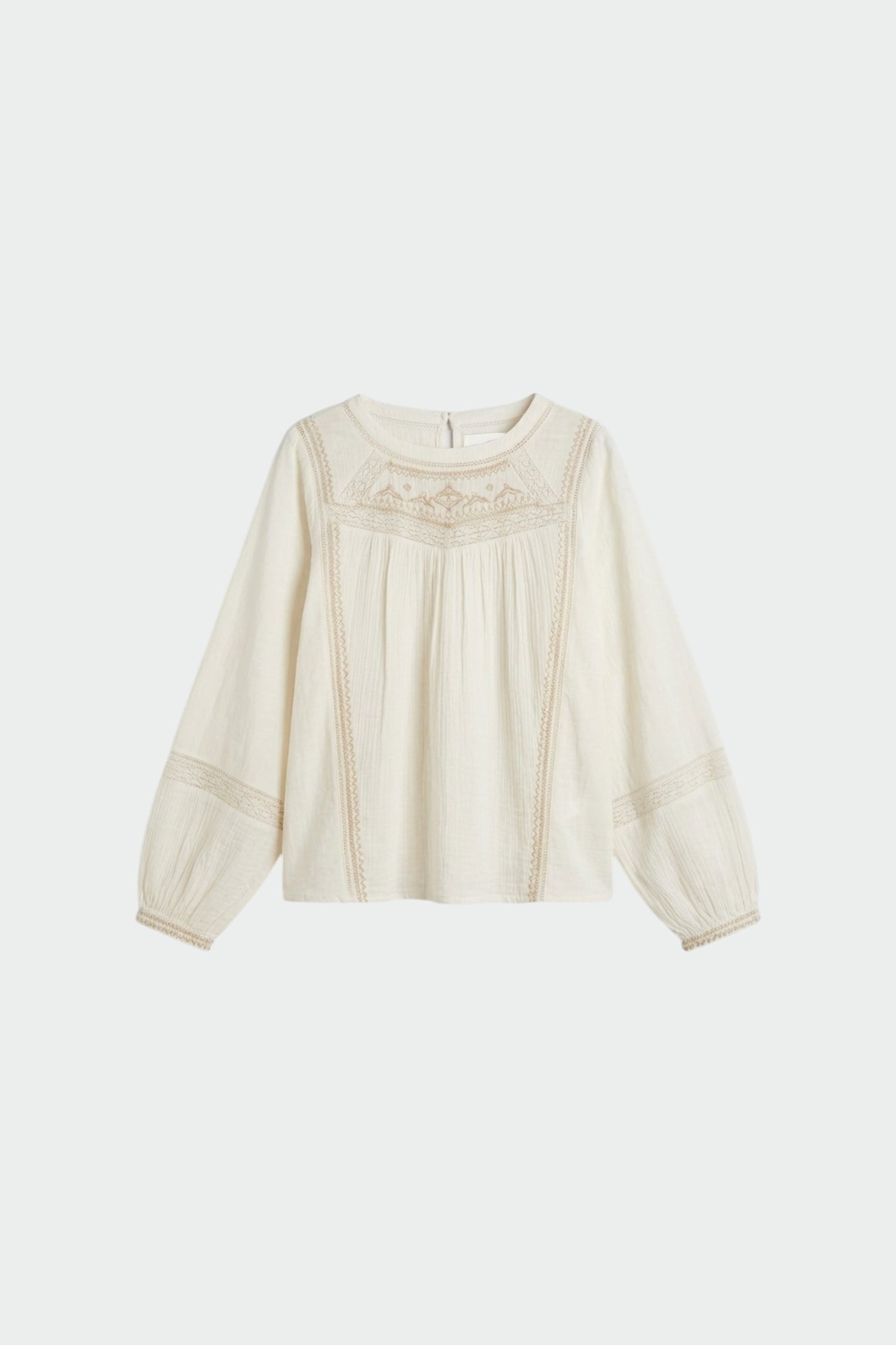 COMBINATION BLOUSE WITH CONTRAST EMBROIDERY