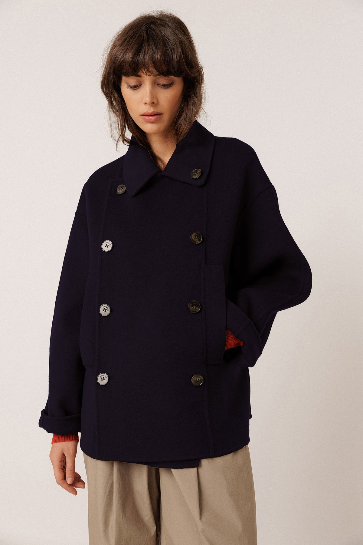 DOUBLE-BREASTED WOOL COAT