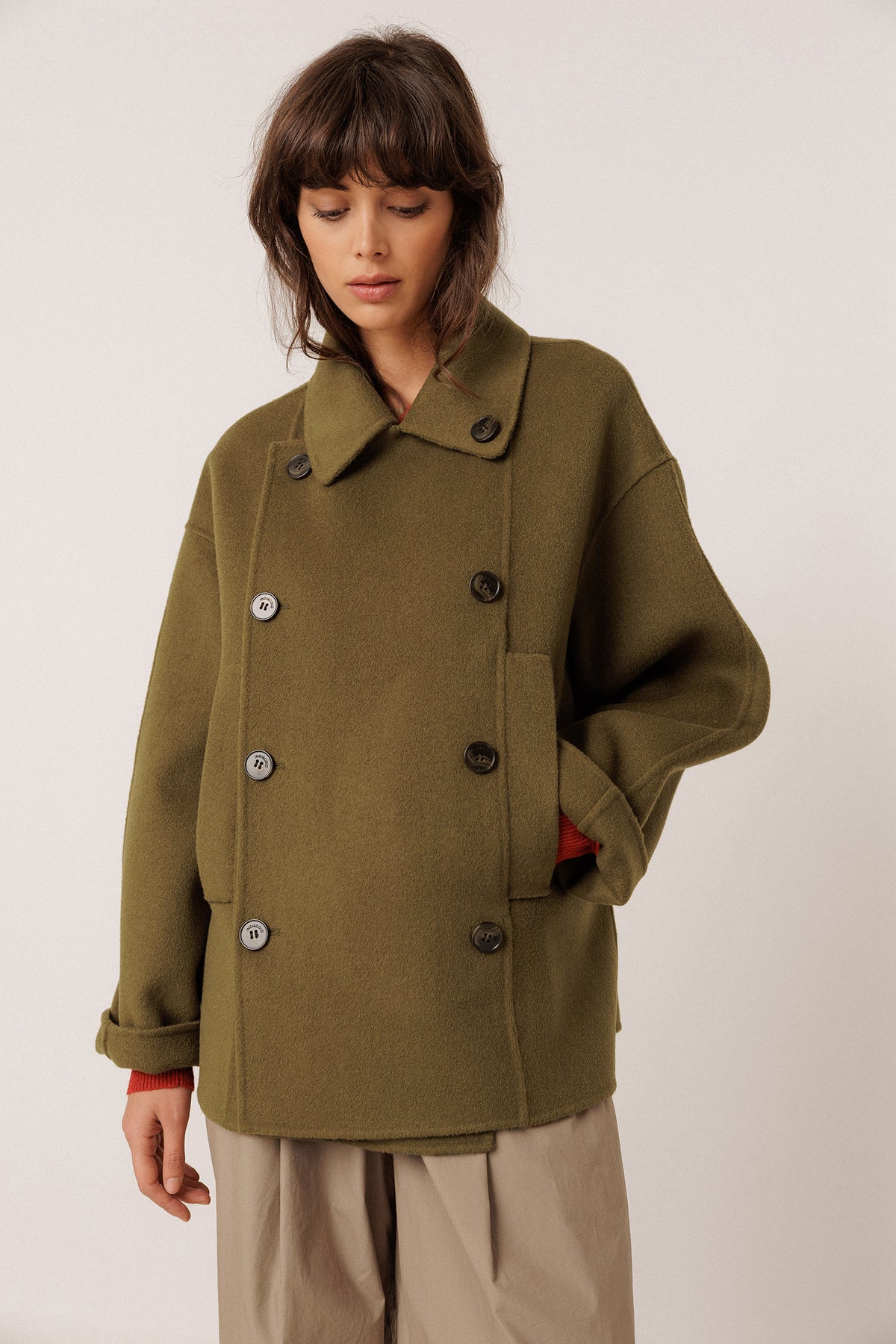 DOUBLE-BREASTED WOOL COAT