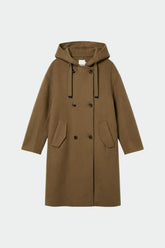 WOOL MAXI COAT WITH HOOD