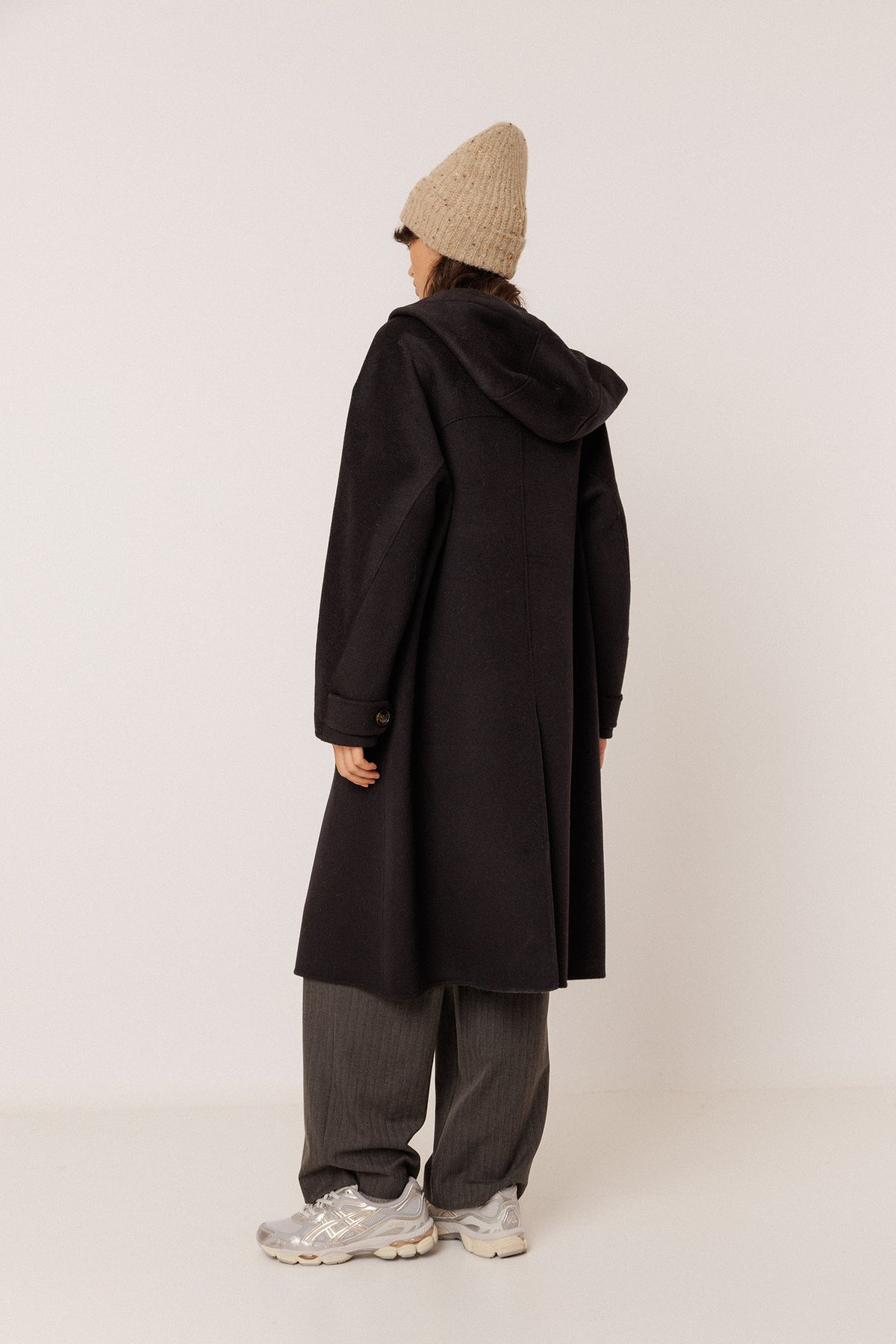 WOOL MAXI COAT WITH HOOD