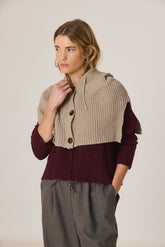 KNITTED SHAWL WITH HOOD