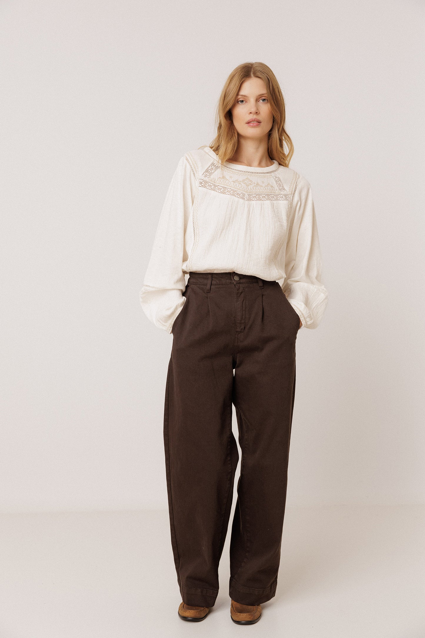 WIDE-LEG COTTON PANTS