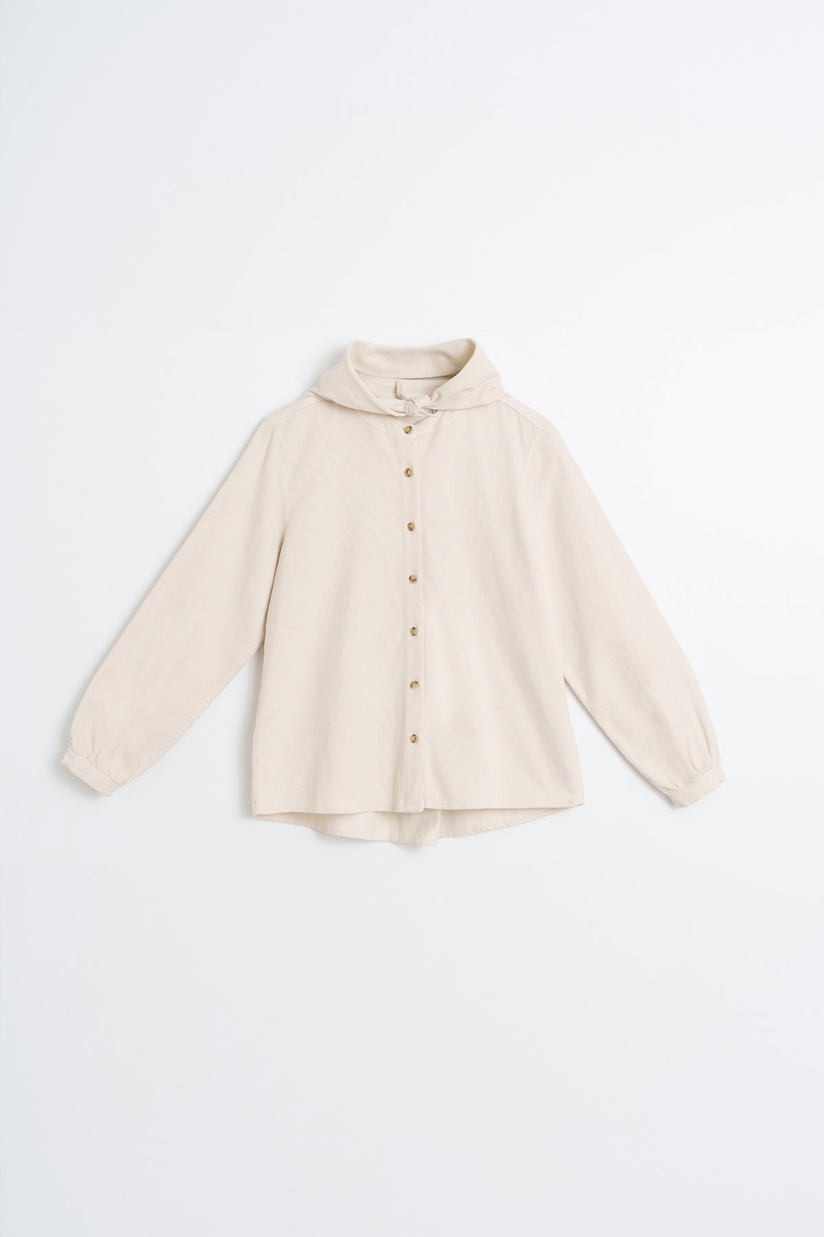 REMOVABLE-KERCHIEF CORDUROY SHIRT