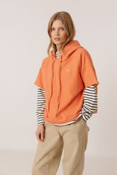 SHORT-SLEEVE HOODED SWEATSHIRT