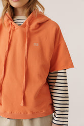 SHORT-SLEEVE HOODED SWEATSHIRT