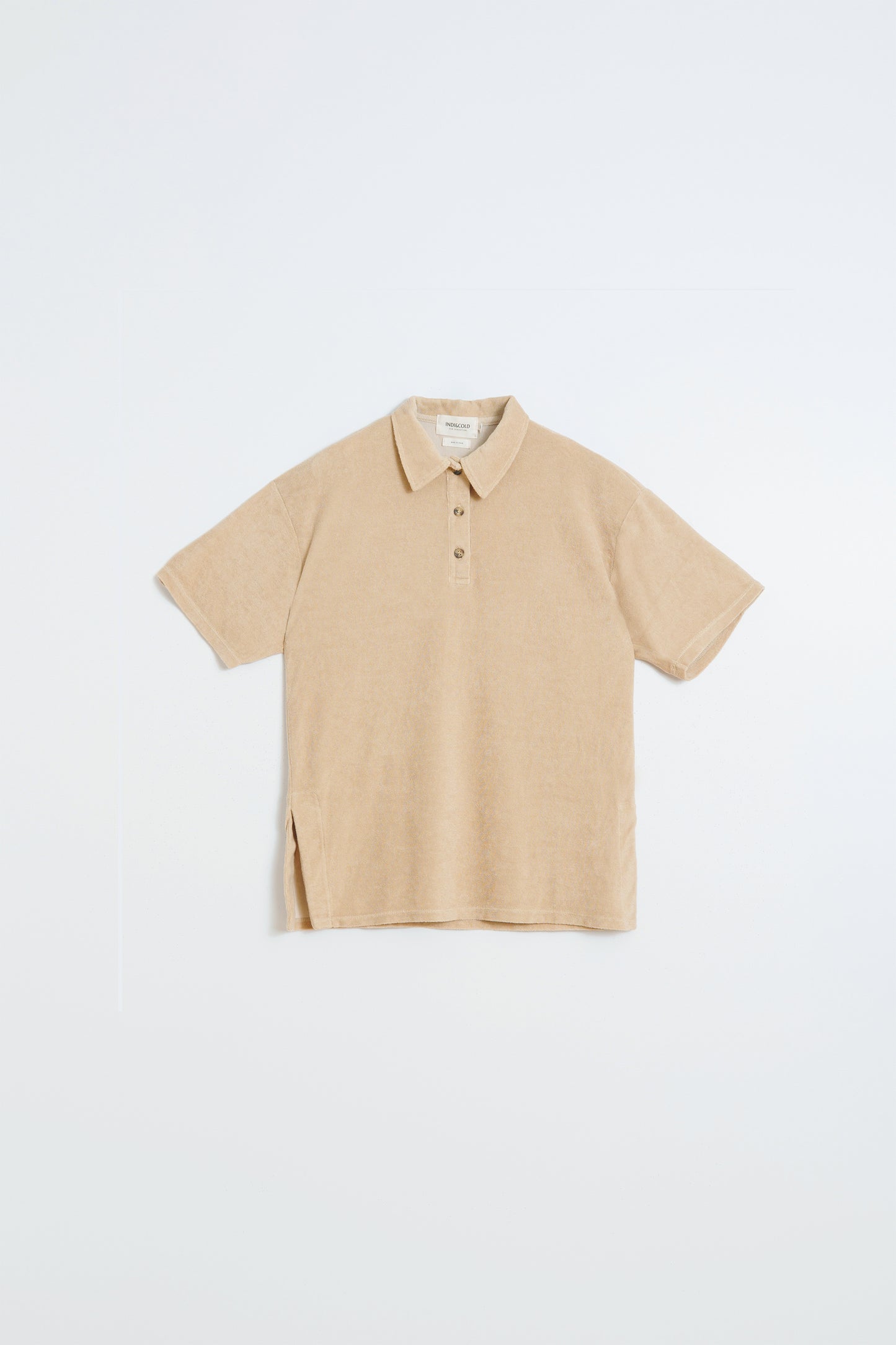 COTTON TERRY POLO WITH SLITS