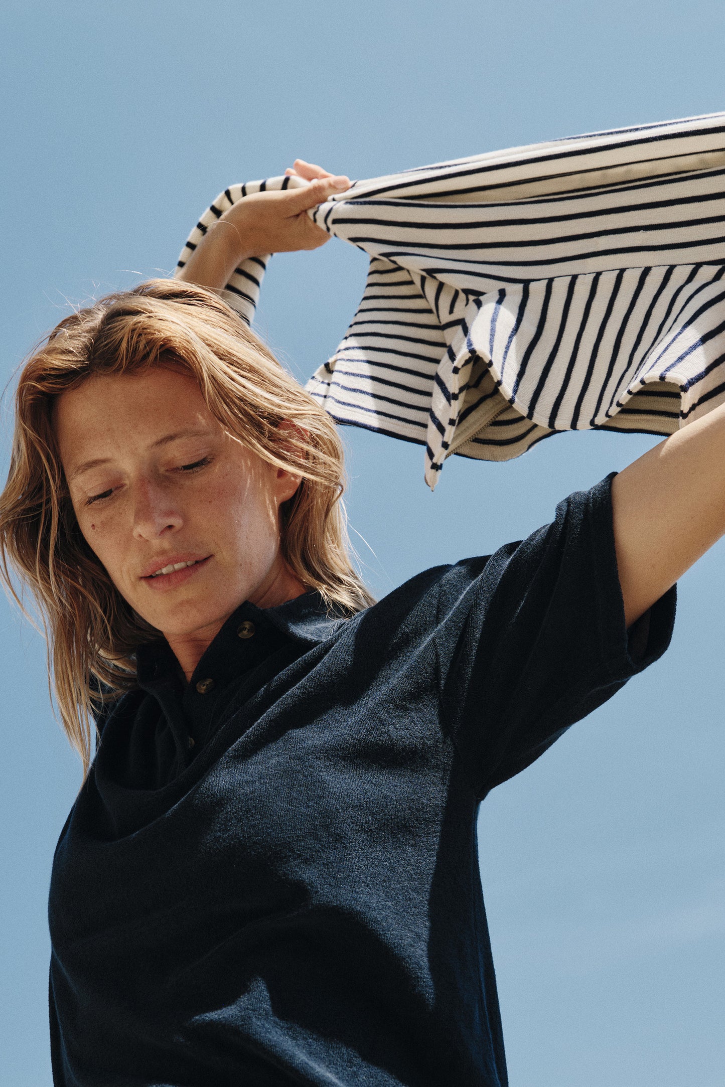 COTTON TERRY POLO WITH SLITS