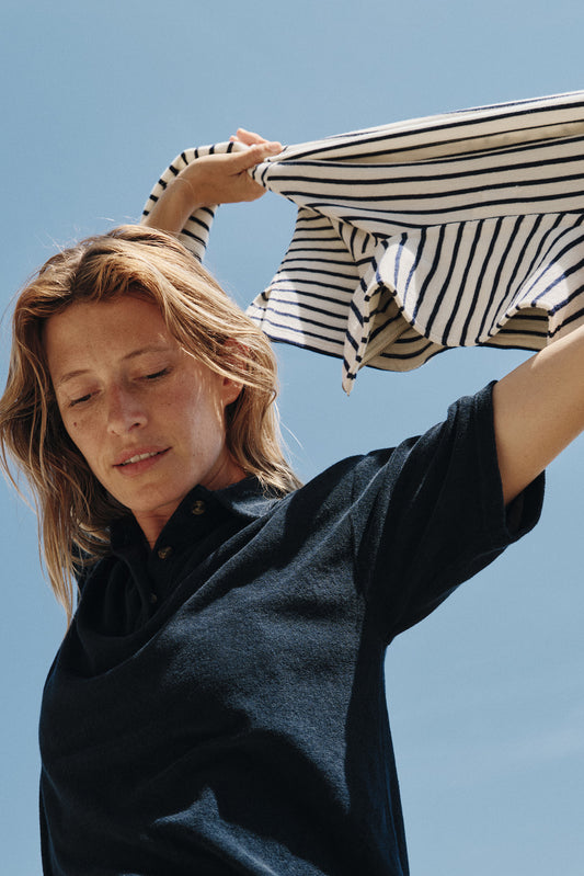 COTTON TERRY POLO WITH SLITS 1