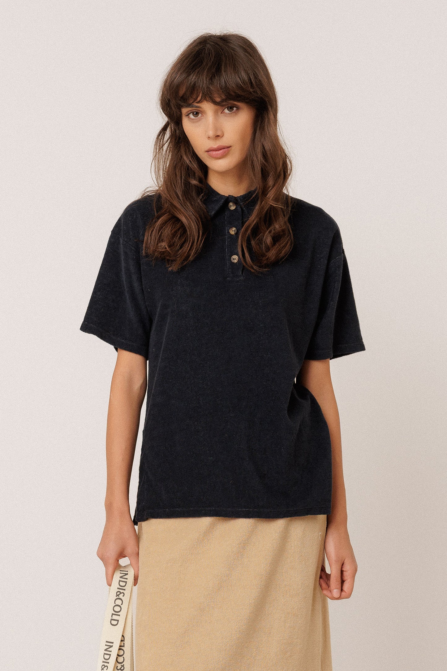 COTTON TERRY POLO WITH SLITS
