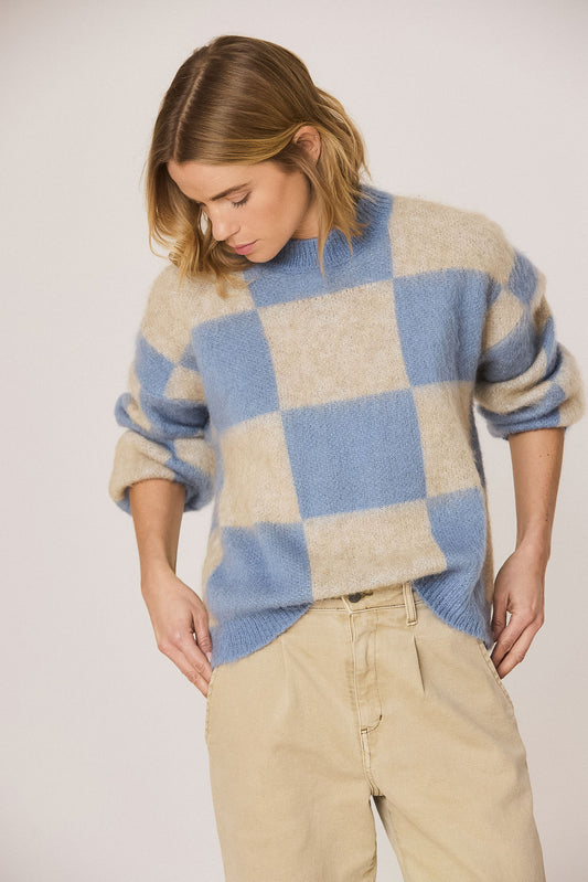 BRUSHED-EFFECT PLAID SWEATER 1