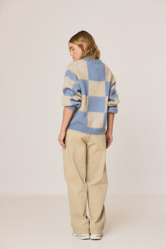 BRUSHED-EFFECT PLAID SWEATER 4