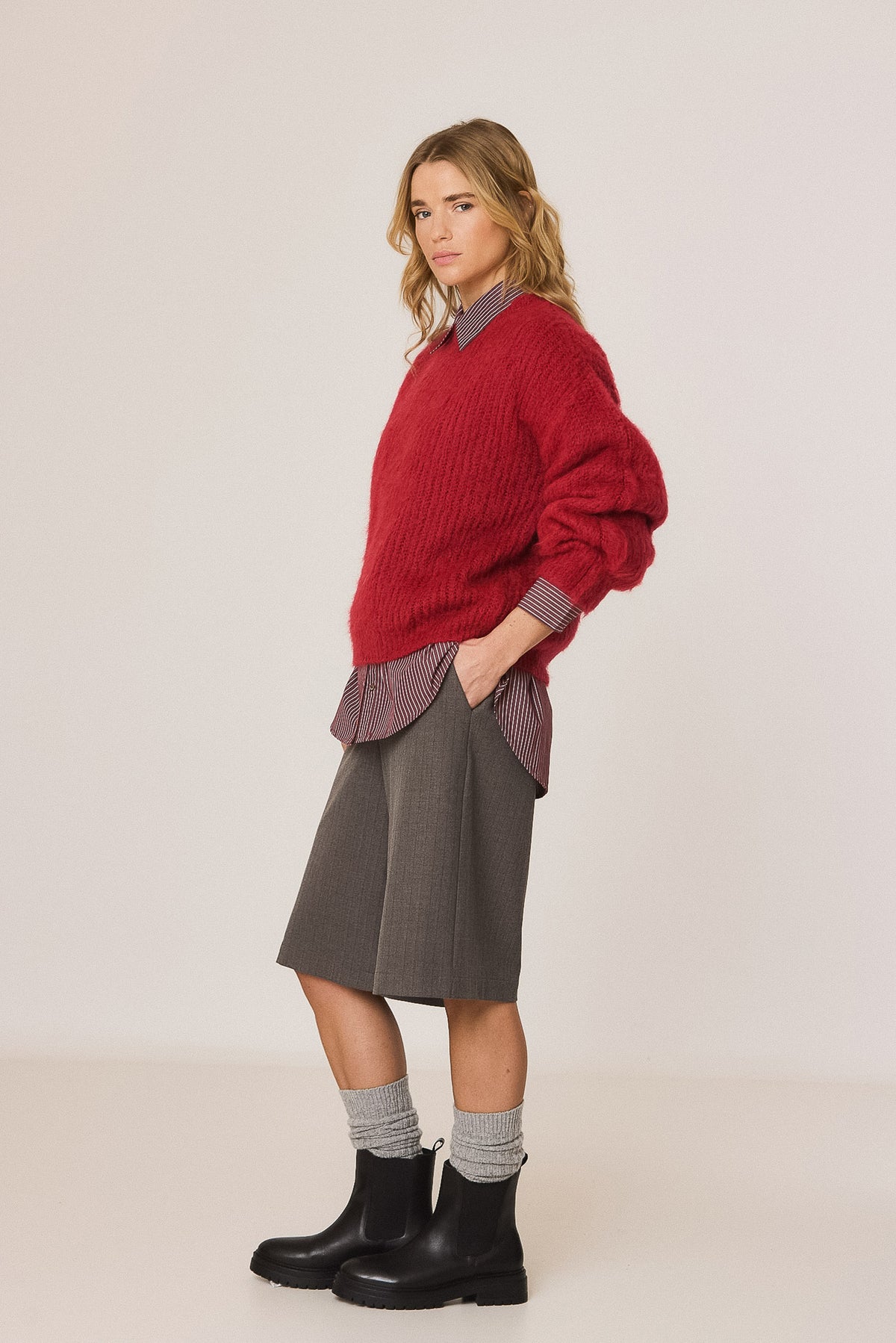 BRUSHED-EFFECT MOHAIR SWEATER