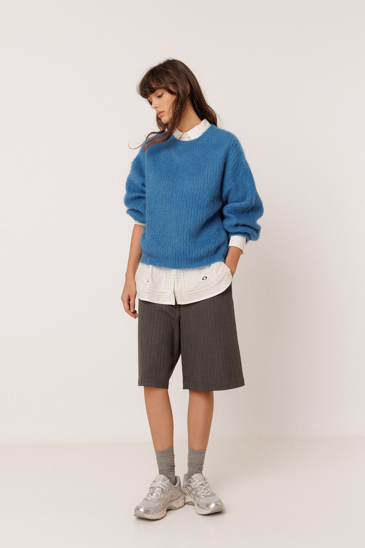 BRUSHED-EFFECT MOHAIR SWEATER