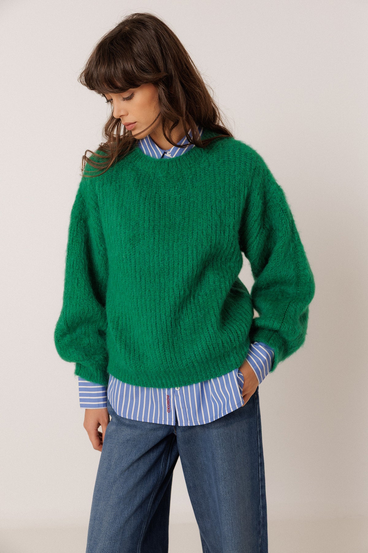 BRUSHED-EFFECT MOHAIR SWEATER