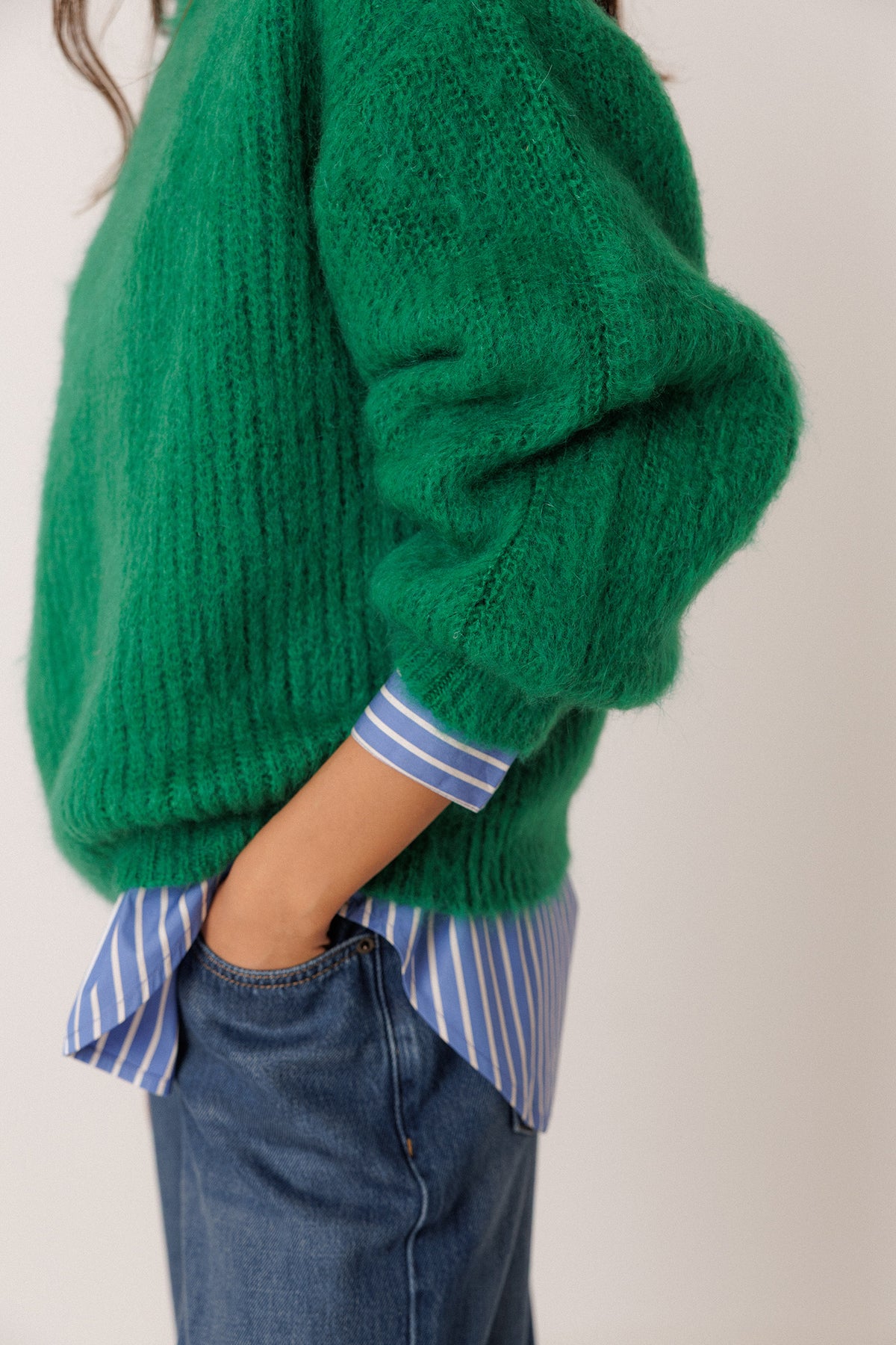 BRUSHED-EFFECT MOHAIR SWEATER
