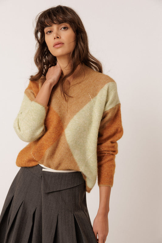 ALPACA MAXI-DIAMOND INTARSIA SWEATER 1