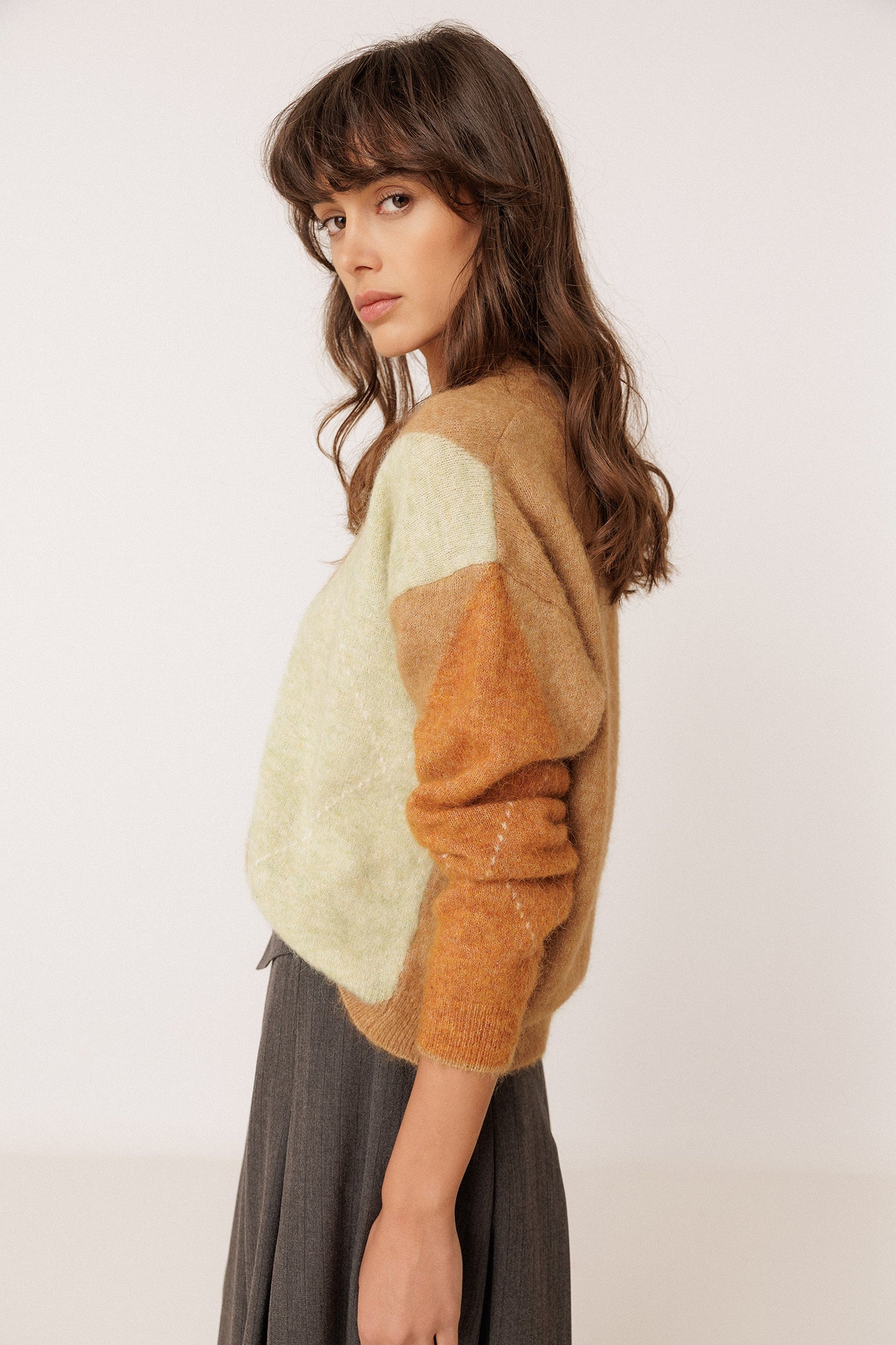 ALPACA MAXI-DIAMOND INTARSIA SWEATER