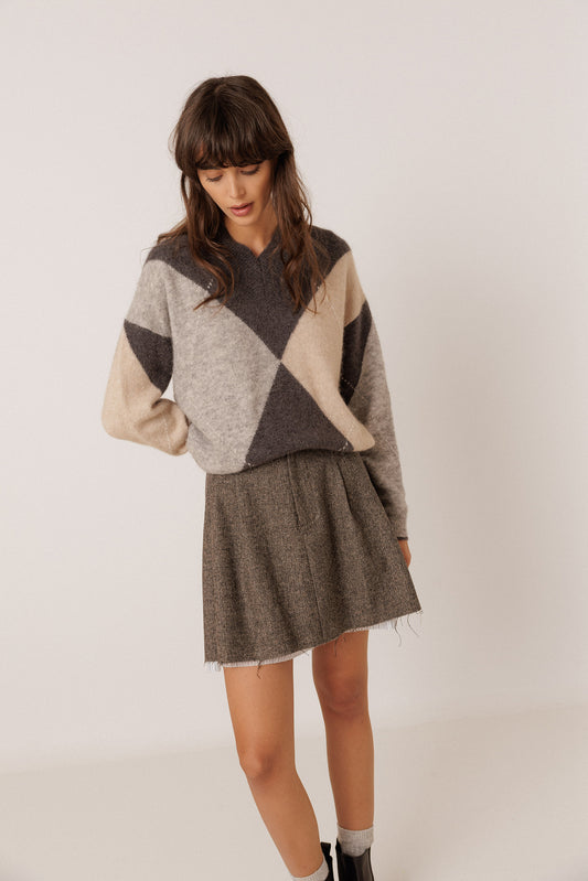 ALPACA MAXI-DIAMOND INTARSIA SWEATER 1