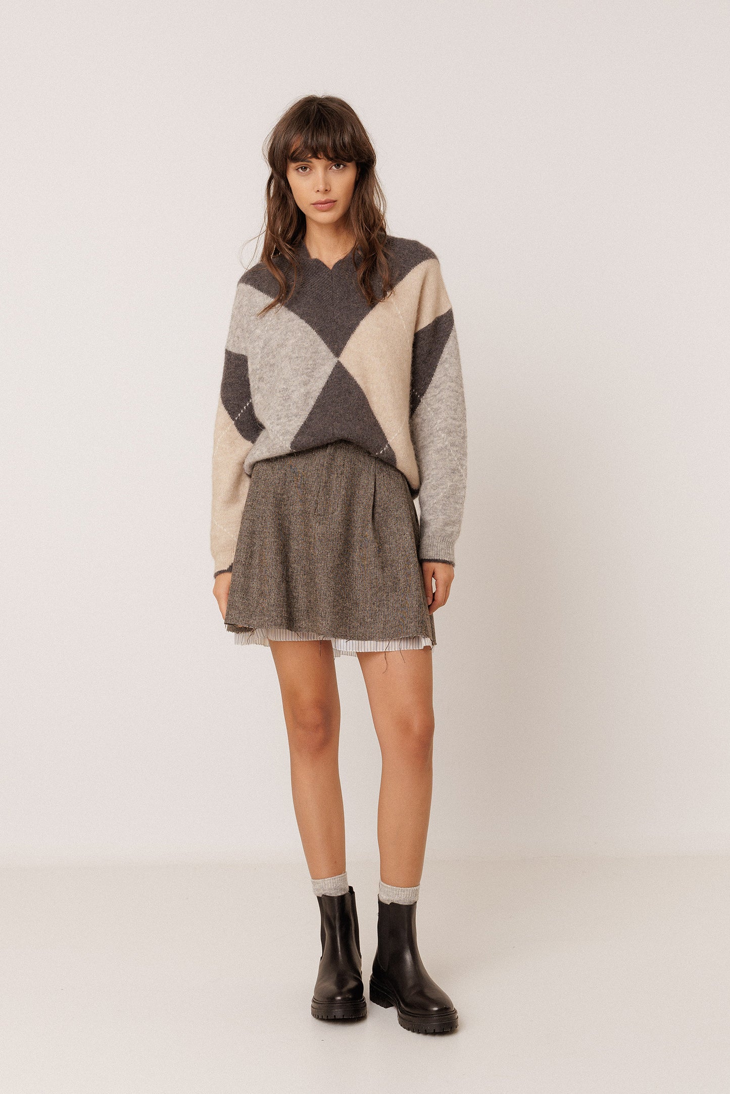 ALPACA MAXI-DIAMOND INTARSIA SWEATER
